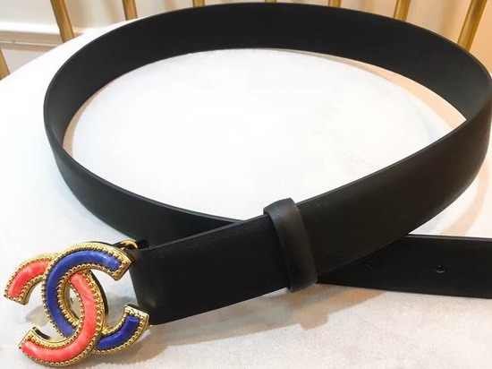 Chanel Black Leather Belt with Two Tone CC Belt Buckle