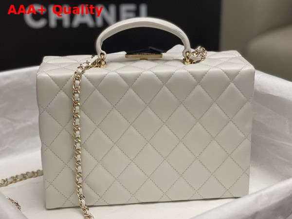 Chanel Box Bag in White Lambskin Gold Tone Metal AS5168 Replica