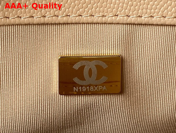 Chanel Boy Chanel Flap Bag with Handle Beige Grained Shiny Calfskin and Gold Tone Metal Replica