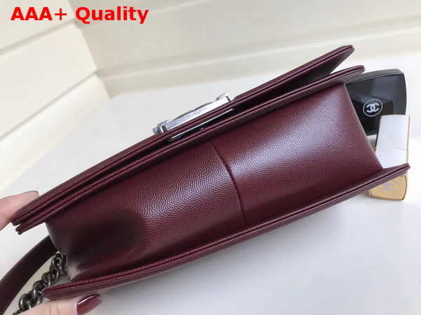 Chanel Boy Chanel Handbag Chevron Burgundy Grained Calfskin Replica