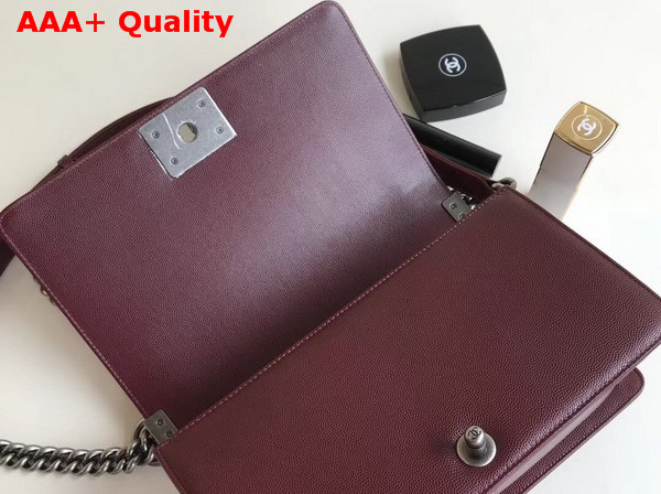 Chanel Boy Chanel Handbag Chevron Burgundy Grained Calfskin Replica