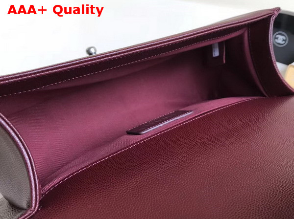 Chanel Boy Chanel Handbag Chevron Burgundy Grained Calfskin Replica