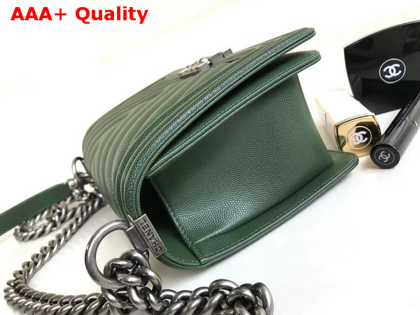 Chanel Boy Chanel Handbag Chevron Green Grained Calfskin Replica