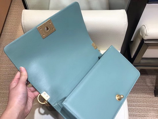 Chanel Boy Chanel Flap Bag with Handle Baby Blue Lambskin