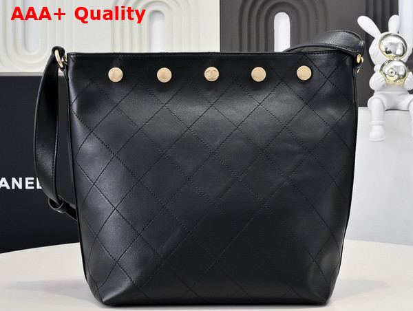 Chanel Bucket Bag in Black Shiny Lambskin Replica