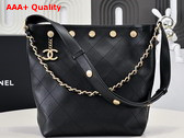 Chanel Bucket Bag in Black Shiny Lambskin Replica