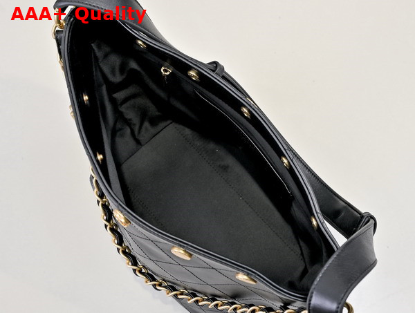 Chanel Bucket Bag in Black Shiny Lambskin Replica