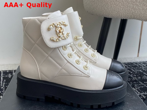 Chanel Buckle Short Boots in White Calfskin Replica