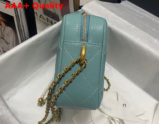 Chanel Camera Bag in Teal Grained Calfskin Replica