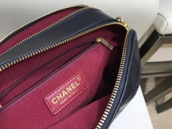 Chanel Camera Case Calfskin Grosgrain Gold Tone Metal Black and Burgundy A57575