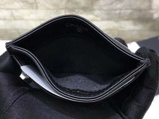 Chanel Card Holder in Black Lambskin with Charms