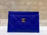 Chanel Card Holder in Blue Caviar Leather For Sale