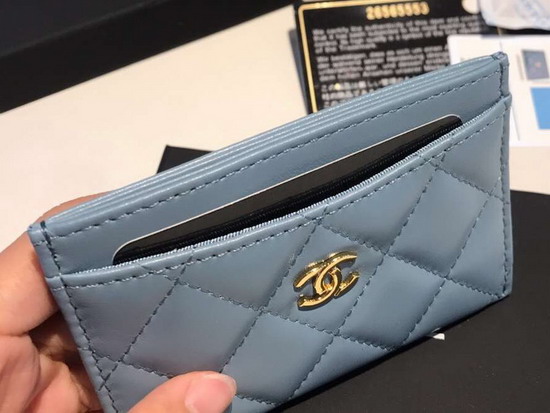 Chanel Card Holder in Light Blue Lambskin