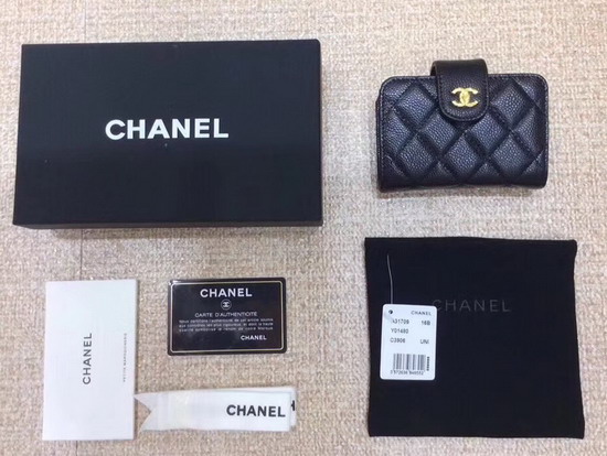 Chanel Card Purse in Black Lambskin
