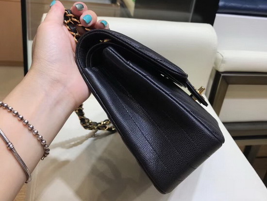 Chanel Caviar Leather Chevron Flap Bag in Black with Gold Hardware