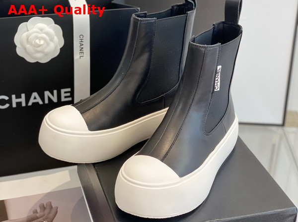 Chanel Chelsea Ankle Boots in Black Calfskin Replica