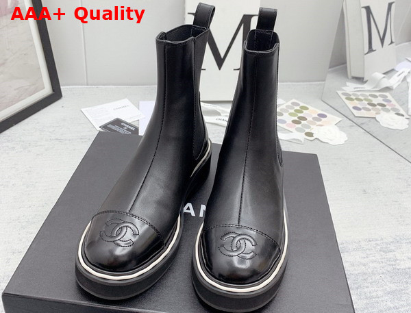 Chanel Chelsea Boots in Black Calfskin Replica