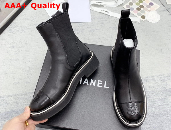 Chanel Chelsea Boots in Black Calfskin Replica