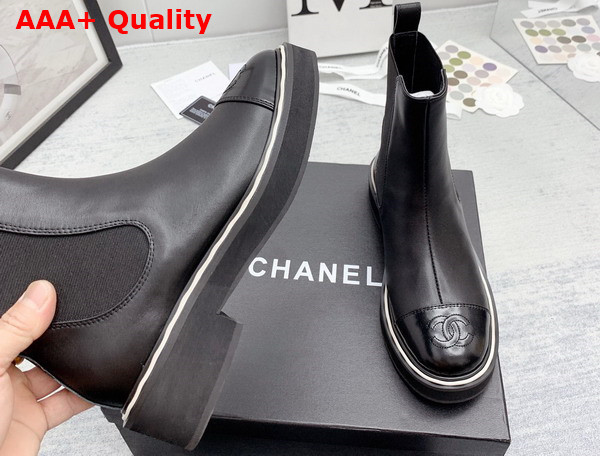 Chanel Chelsea Boots in Black Calfskin Replica