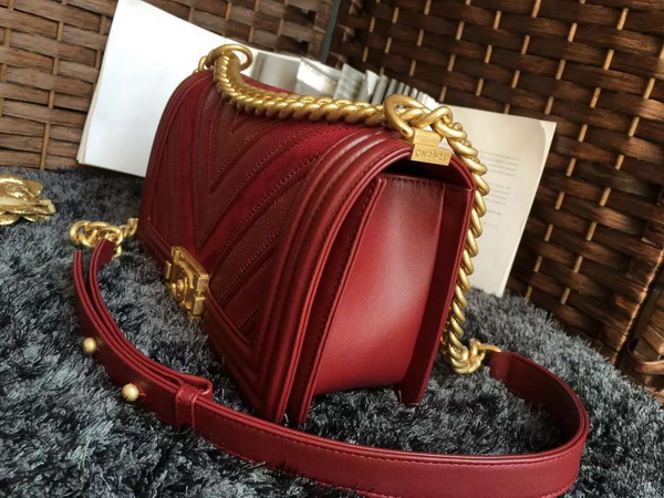 Chanel Chevron Le Boy Red Calfskin for Sale