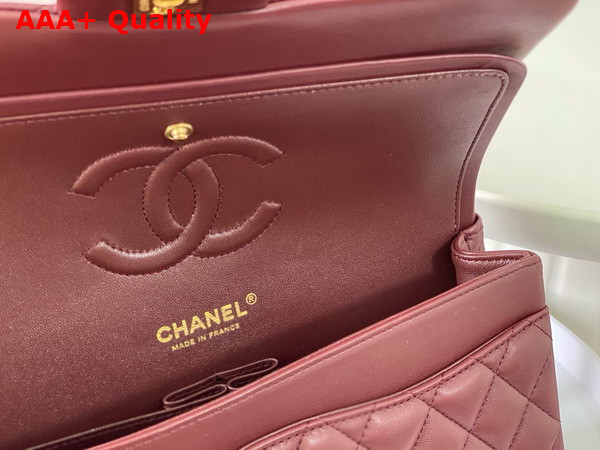 Chanel Classic 11 12 Handbag in Burgundy Lambskin Gold Tone Metal Ref A01112 Replica