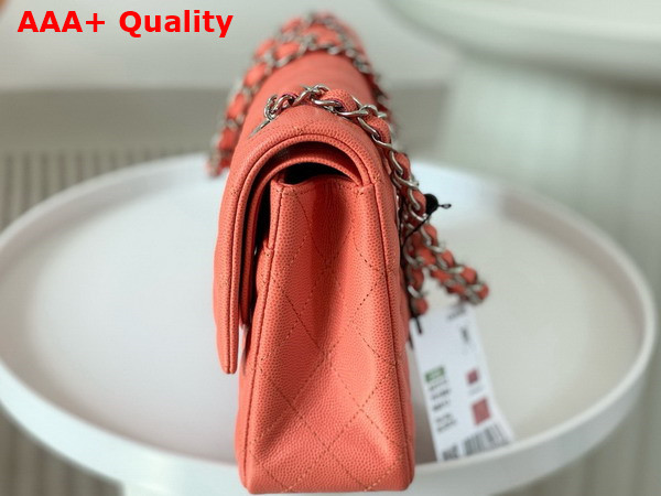 Chanel Classic 11 12 Handbag in Orange Grained Calfskin Silver Tone Metal Ref A01112 Replica