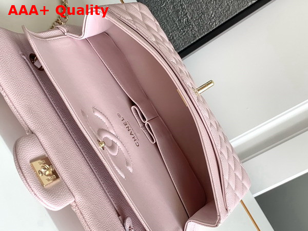 Chanel Classic 1112 Handbag in Light Pink Grained Shiny Calfskin Gold Tone Metal A01112 Replica