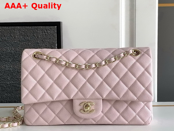 Chanel Classic 1112 Handbag in Light Pink Grained Shiny Calfskin Gold Tone Metal A01112 Replica