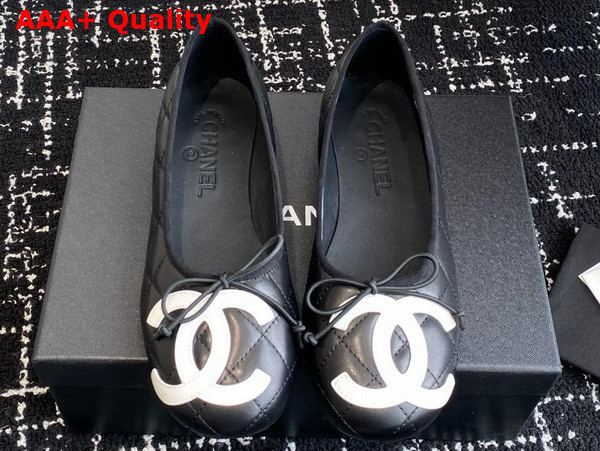 Chanel Classic Ballet Flats in Quilted Lambskin Black and White Replica