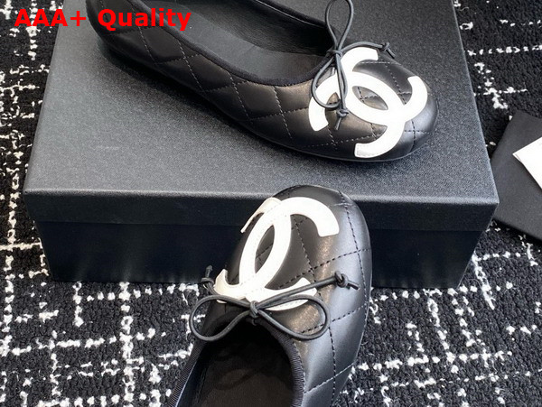 Chanel Classic Ballet Flats in Quilted Lambskin Black and White Replica
