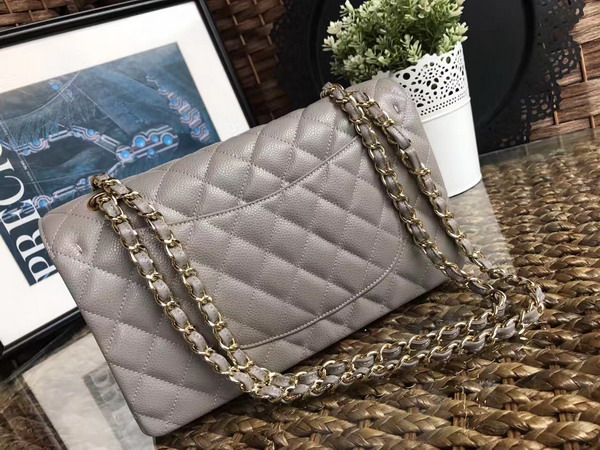 Chanel Classic Caviar Flap Bag in Grey with Gold Hardware For Sale