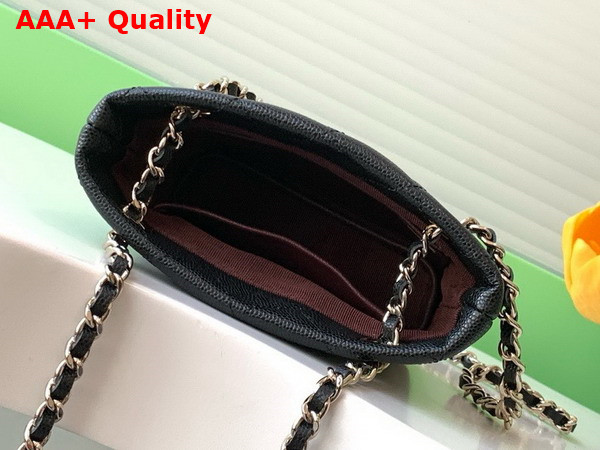 Chanel Classic Clutch with Chain Grained Shiny Calfskin Gold Tone Metal Black AP4422 Replica