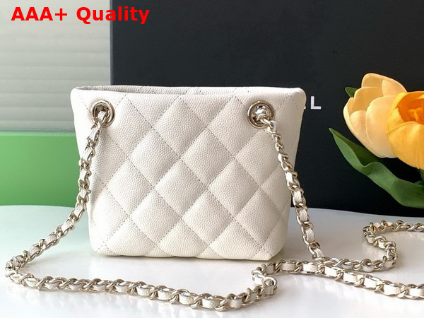 Chanel Classic Clutch with Chain Grained Shiny Calfskin Gold Tone Metal White AP4422 Replica