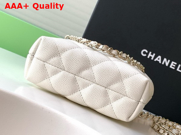 Chanel Classic Clutch with Chain Grained Shiny Calfskin Gold Tone Metal White AP4422 Replica