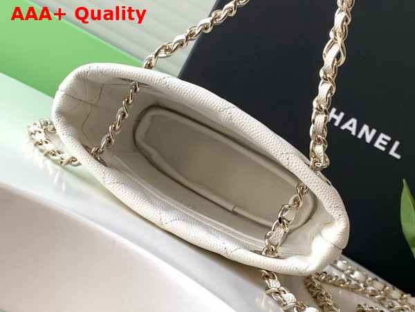 Chanel Classic Clutch with Chain Grained Shiny Calfskin Gold Tone Metal White AP4422 Replica