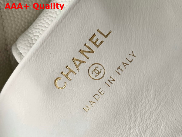 Chanel Classic Clutch with Chain Grained Shiny Calfskin Gold Tone Metal White AP4422 Replica