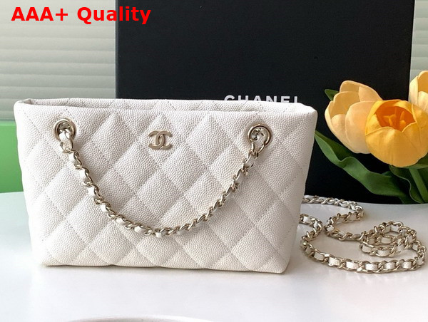 Chanel Classic Clutch with Chain in White Grained Calfskin AP4423 Replica