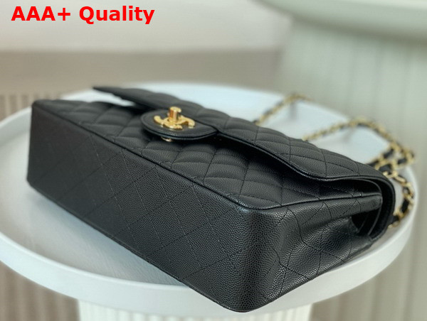 Chanel Classic Flap Bag in Black Grained Calfskin Gold Tone Metal Replica
