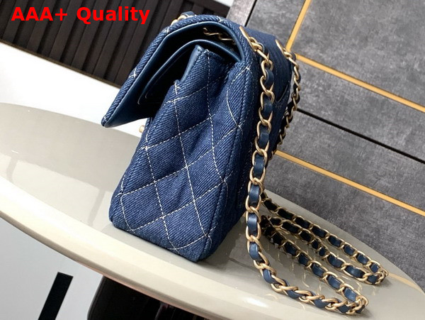 Chanel Classic Flap Bag in Blue Denim A01112 Replica