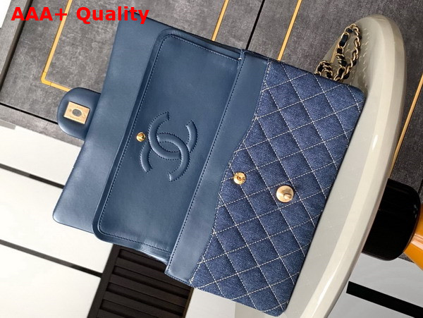 Chanel Classic Flap Bag in Blue Denim A01112 Replica