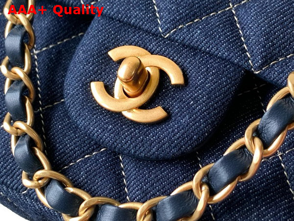 Chanel Classic Flap Bag in Blue Denim A01112 Replica