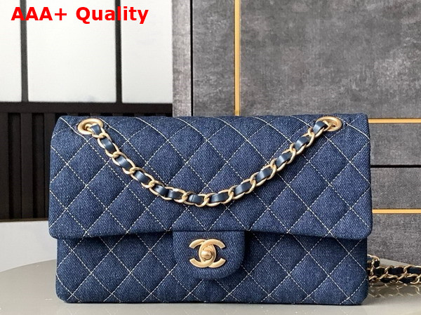 Chanel Classic Flap Bag in Blue Denim A01112 Replica