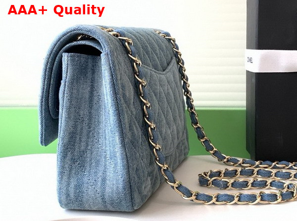 Chanel Classic Flap Bag in Blue Denim with Jewelry Replica