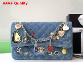 Chanel Classic Flap Bag in Blue Denim with Jewelry Replica