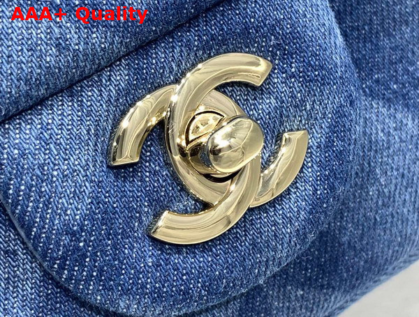 Chanel Classic Flap Bag in Blue Printed Denim Replica