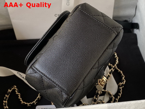 Chanel Classic Mini Backpack in Black Grained Shiny Calfskin Gold Tone Metal AP3753 Replica