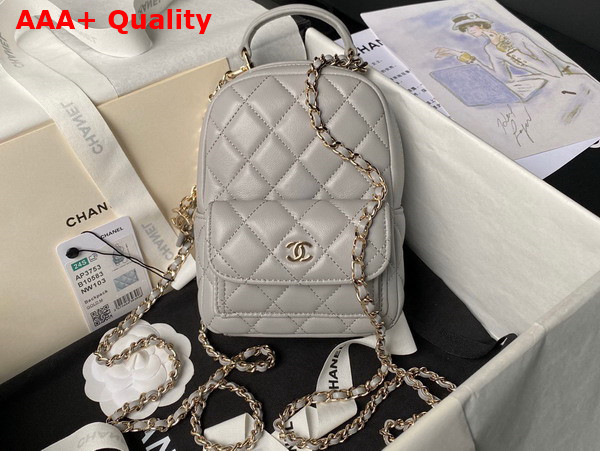 Chanel Classic Mini Backpack in Light Grey Lambskin AP3753 Replica