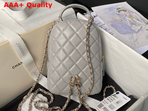 Chanel Classic Mini Backpack in Light Grey Lambskin AP3753 Replica