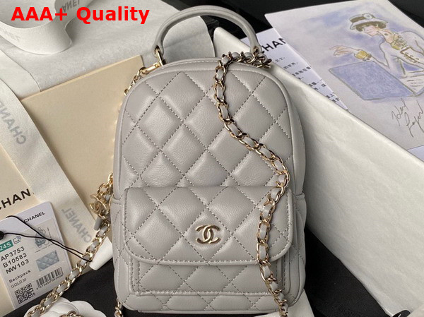 Chanel Classic Mini Backpack in Light Grey Lambskin AP3753 Replica