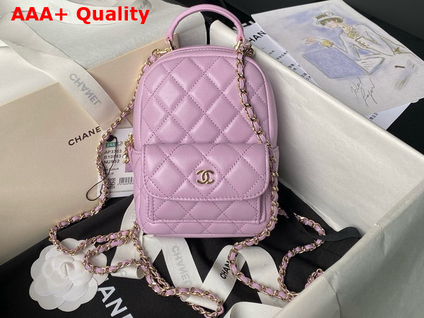 Chanel Classic Mini Backpack in Light Pink Lambskin Gold Tone Metal AP3753 Replica